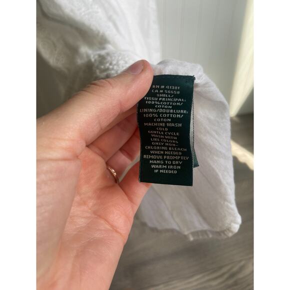 Lauren Ralphh Lauren Dress Women's 8 White Embroidered Knit Adjustable Floral - Picture 5 of 7